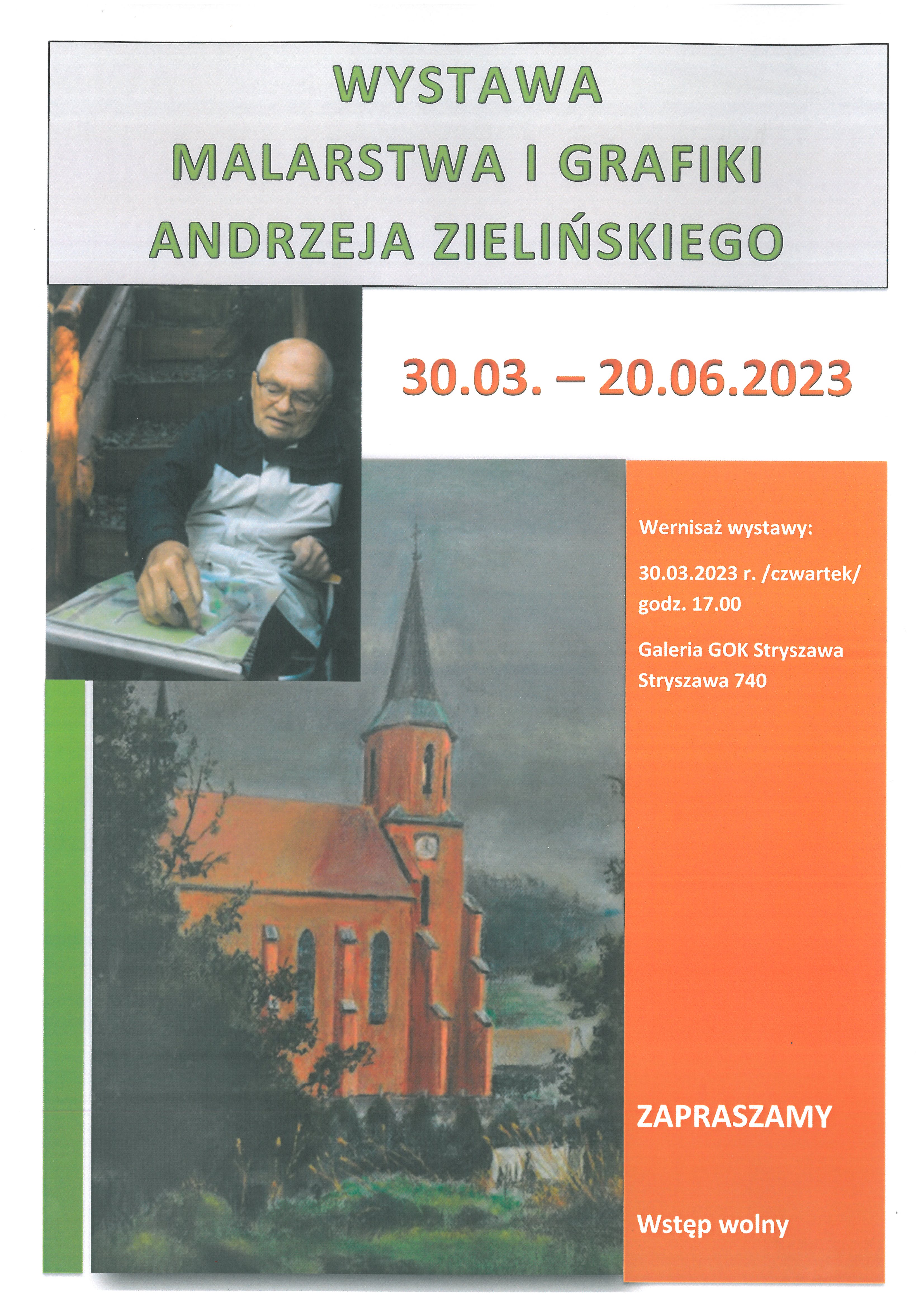 Obraz przedstawiający Wystawa malarstwa i grafiki Andrzeja Zielińskiego