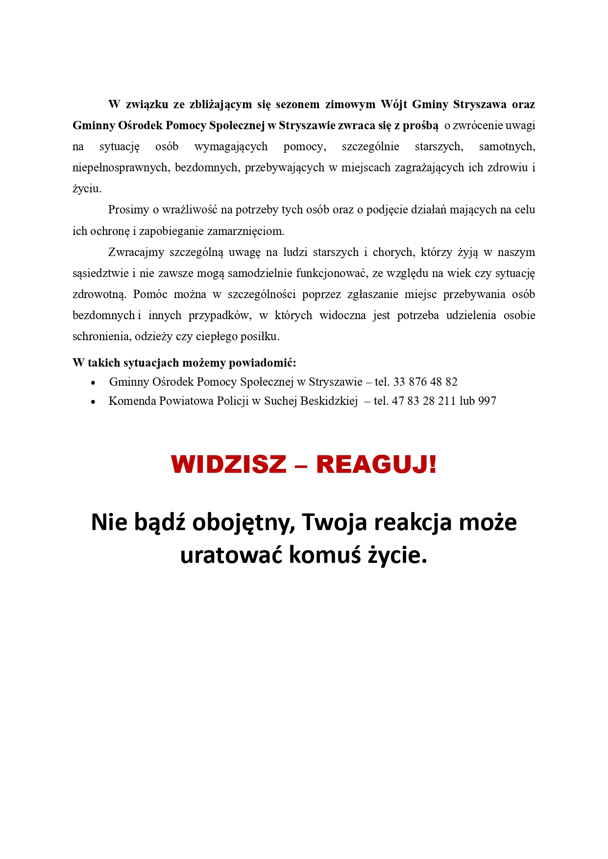 Obraz przedstawiający Prośba o zwrócenie uwagi na sytuację osób wymagających pomocy