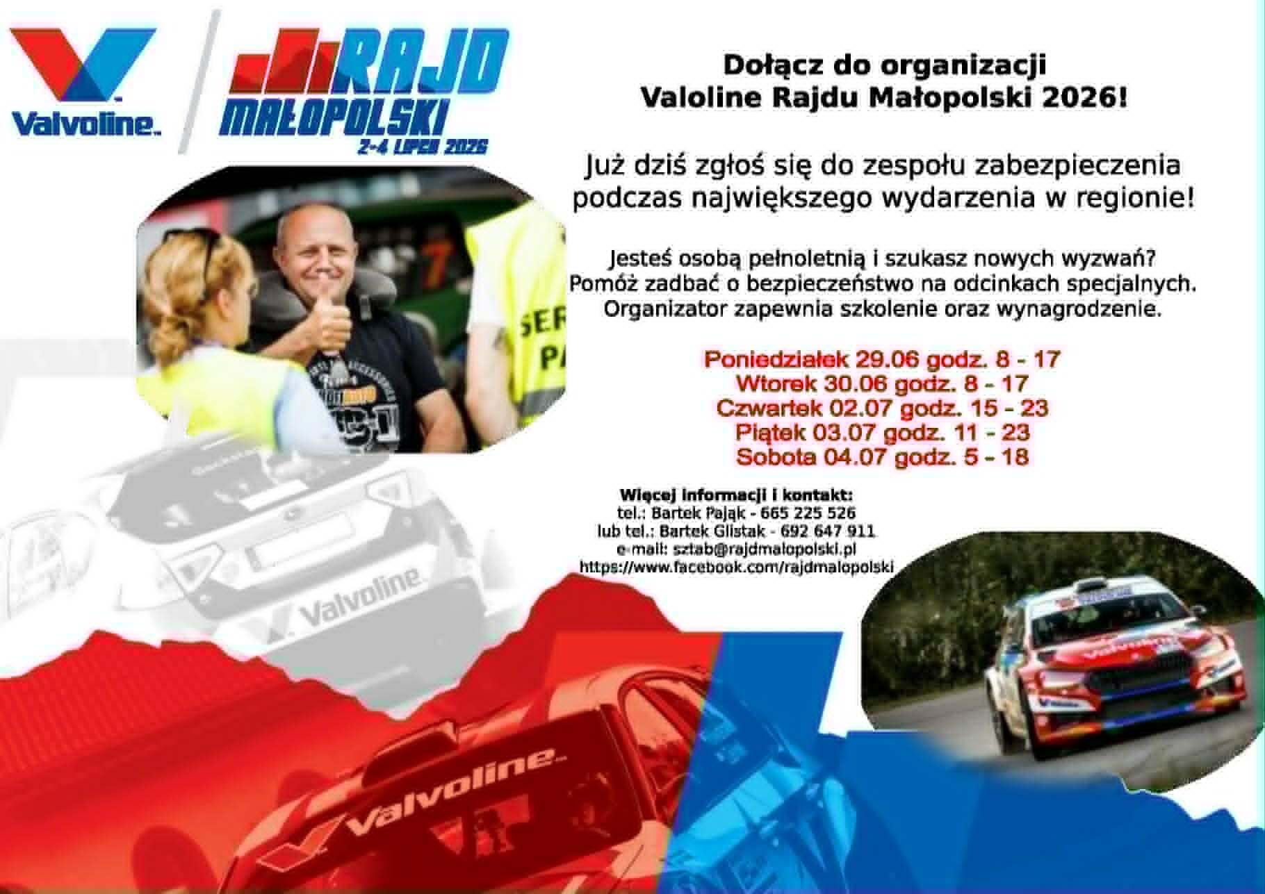 Obraz przedstawiający Dołącz do organizacji Valvoline Rajdu Małopolski
