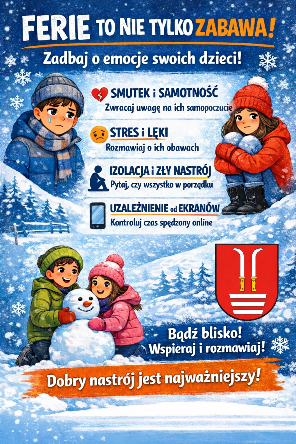 Obraz przedstawiający Zadbajmy o dobrostan emocjonalny dzieci i młodzieży podczas ferii zimowych